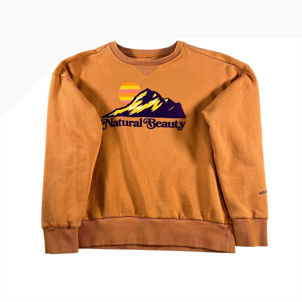 Merrell Natural Beauty Graphic Sweatshirt Orange Brown Crewneck Size Medium